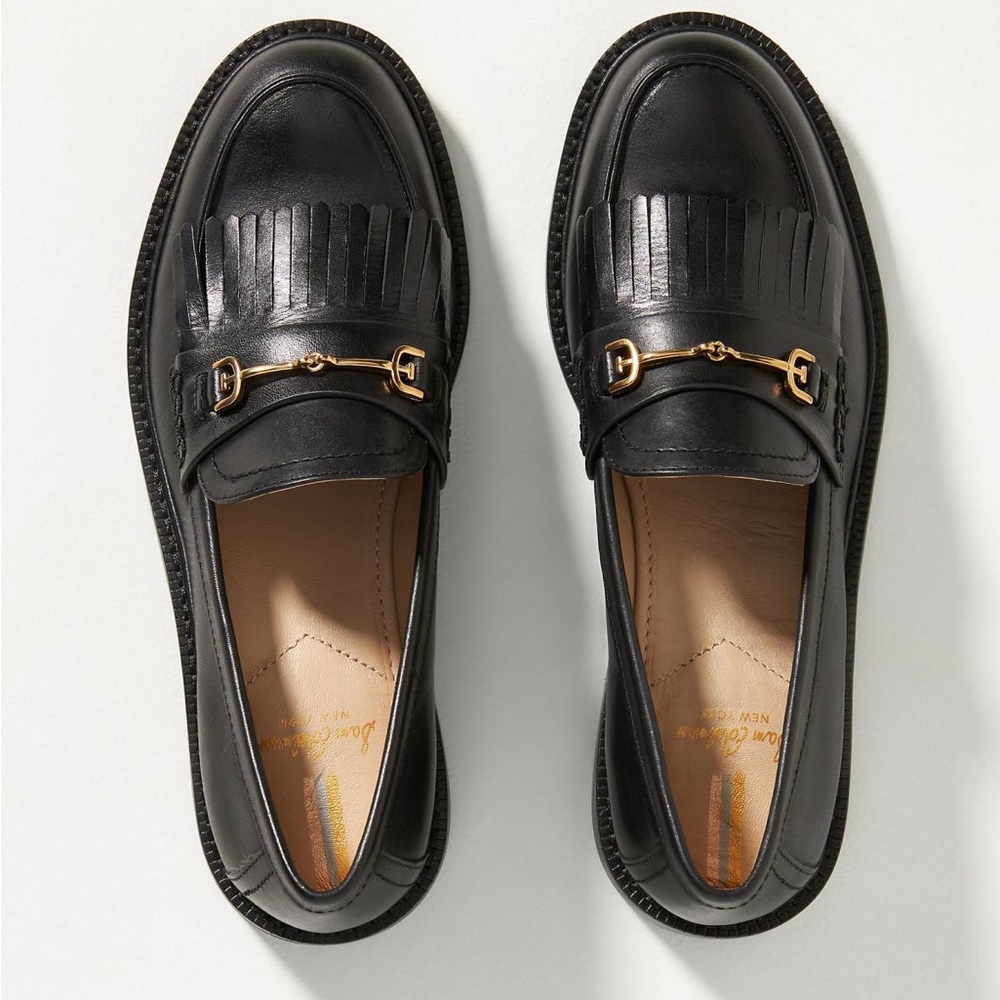 Sam Edelman Black Leather Kiltie Bit Loafers